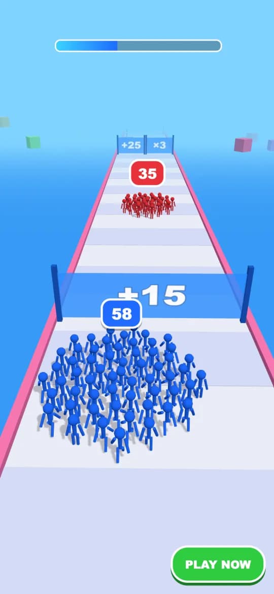 Crowd Surge: Steer through math gates and grow the crowd before the rival one.