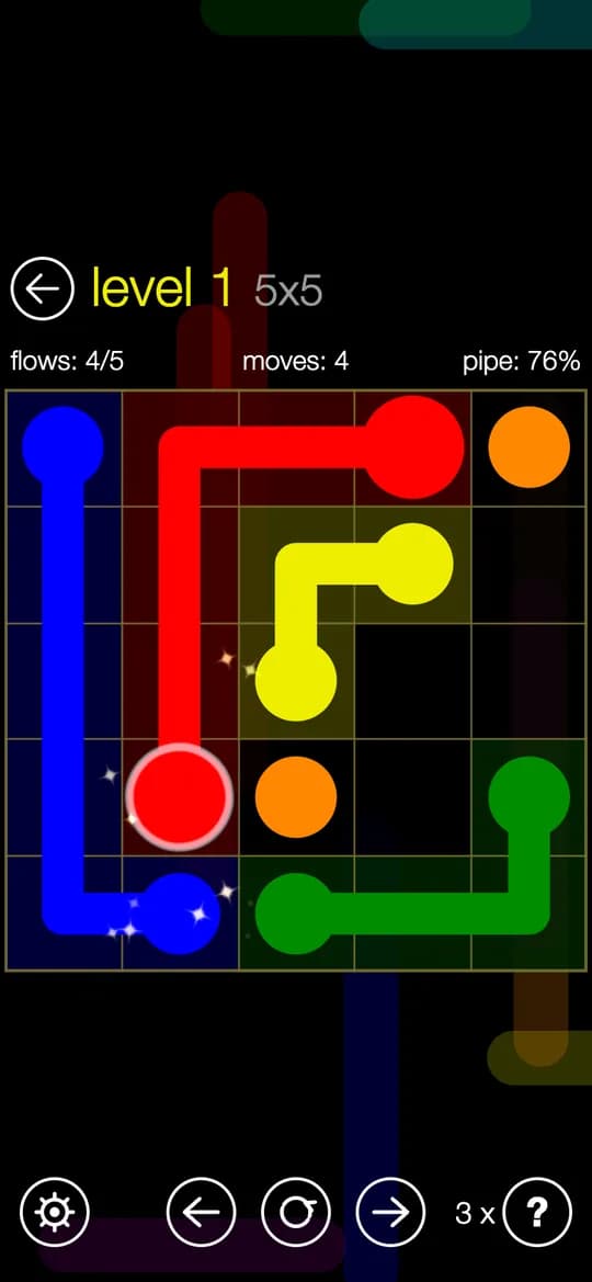 Flow Free – Playable: Connect the matching colours and fill every square of the board.