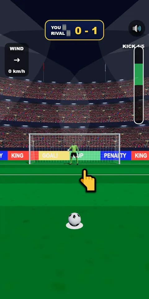 Penalty Shootout 3D: Five kicks under the floodlights, the last one in the top corner.