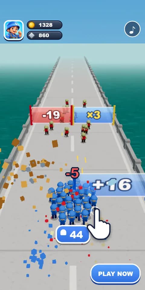 Squad Gates: Grow a soldier squad through math gates, then take down a mutant.