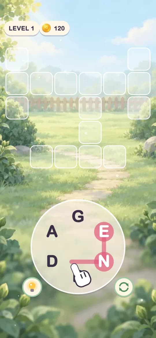 Word Bloom: Swipe GARDEN's letters to fill the crossword and make the garden bloom.